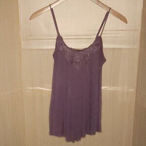 Eyeshadow Womens Purple Boho Flowy Embellished Tank Top Medium